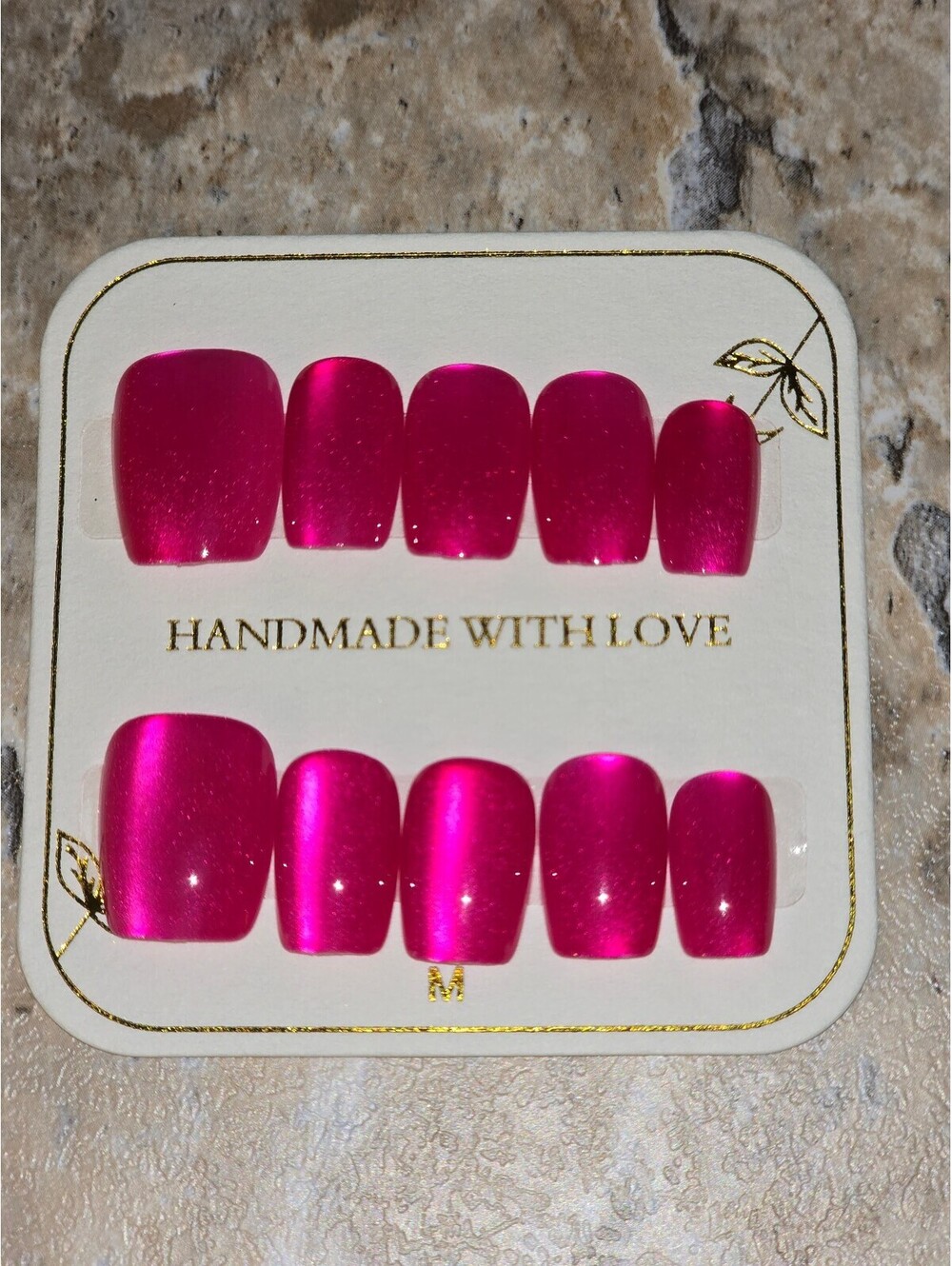 Hot Pink Press-On False Nails Set - Medium Size